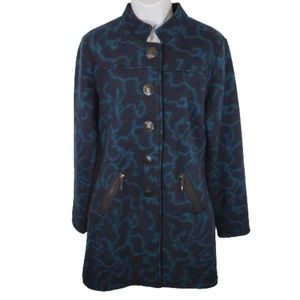 Icelandic Design Tyra Jacket Two-toned patterned boiled wool Navy and Teal